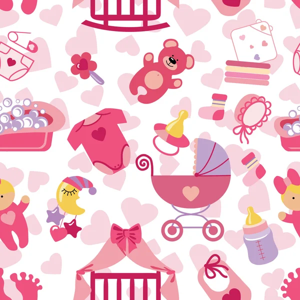 Nyfödd Baby flicka seamless mönster — Stockfoto