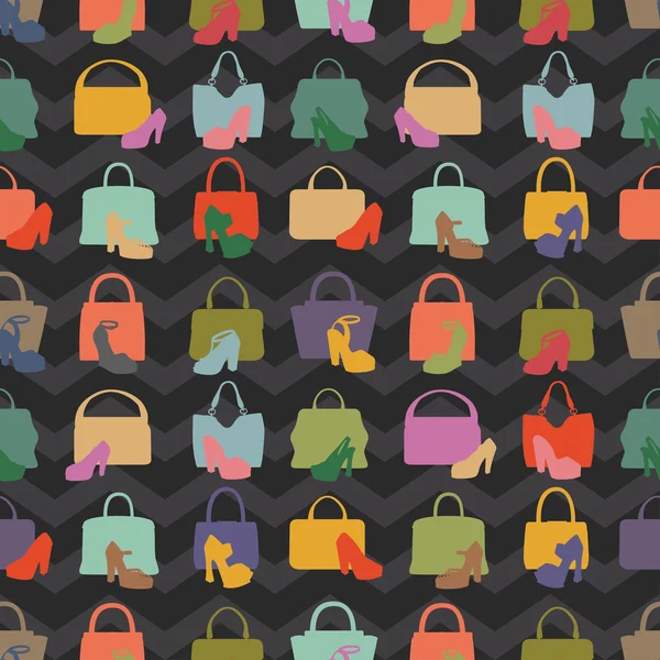 Nahtloses Muster mit Handtaschen, Schuhen. — Stockfoto