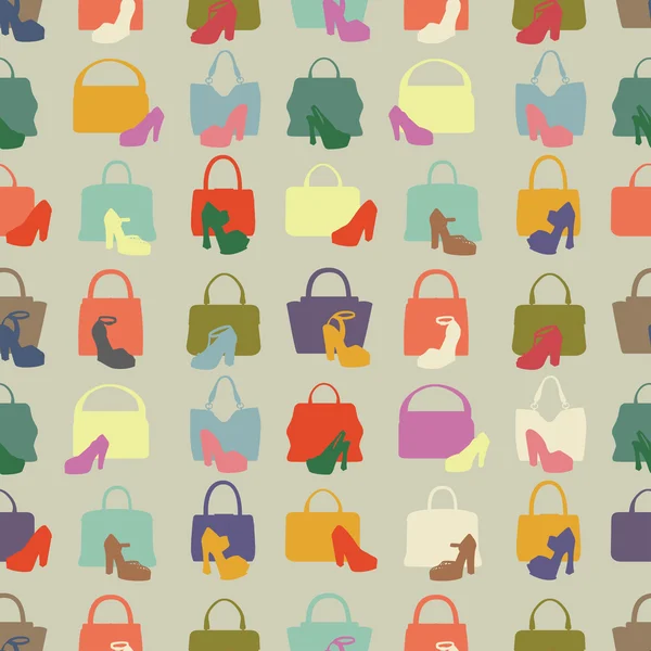 Naadloze patroon met handtassen, schoenen. — Stockfoto