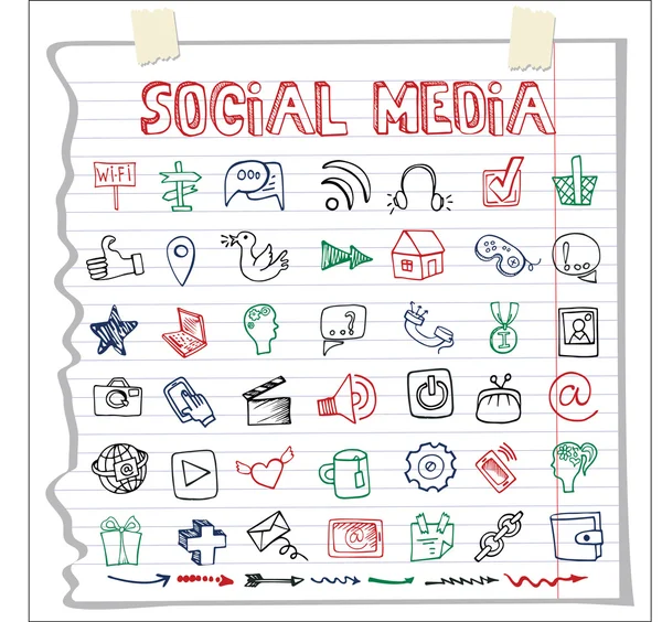 Iconos de medios sociales y palabra . — Foto de Stock