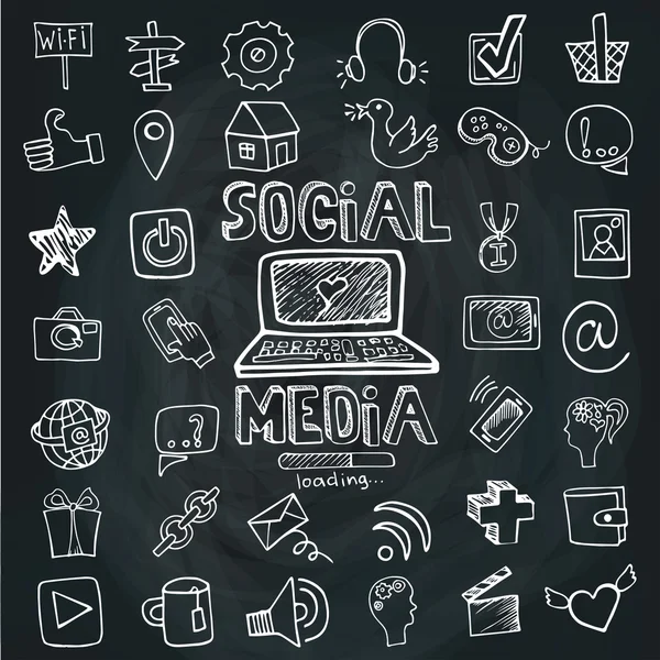 Conjunto de palabras e iconos de redes sociales . — Foto de Stock