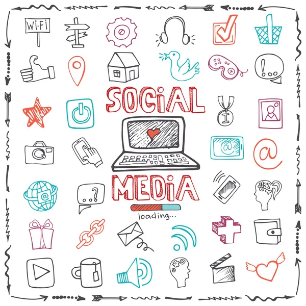 Sociale Media Word en Icons set — Stockfoto