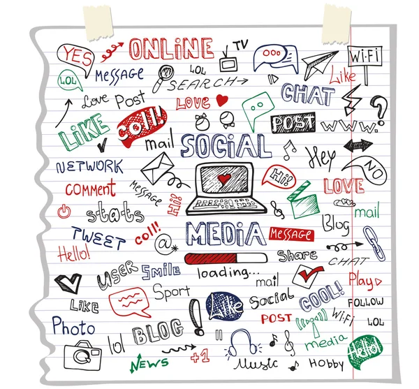 Social Media Word and Icons — Stock Photo, Image