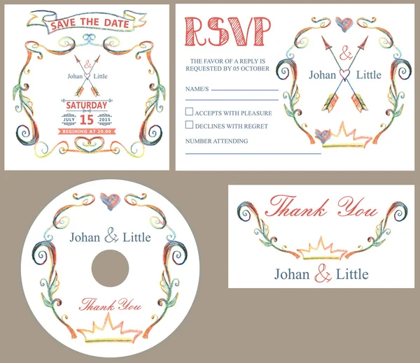 Vintage wedding design templates set — Stock Photo, Image