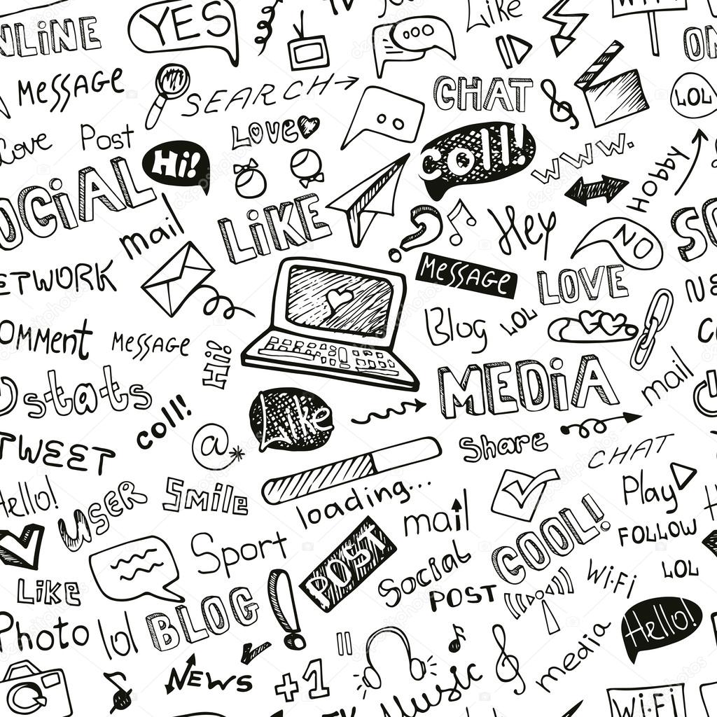 Doodle social media icons drawing symbols Vector Image