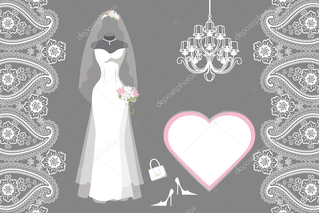 Wedding bridal dress with frame