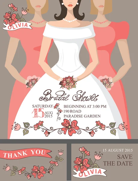 Bruids douche uitnodiging set. — Stockfoto