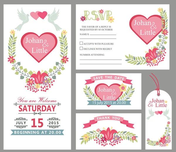 Plantilla de diseño de tarjeta de boda conjunto . — Foto de Stock