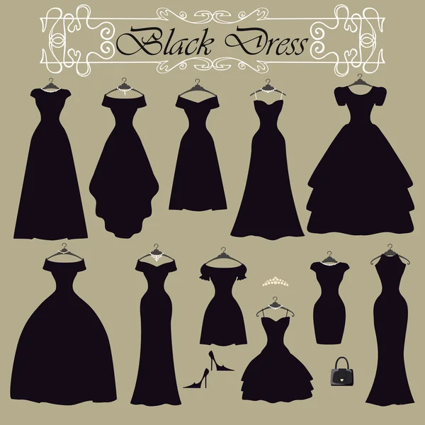 Silueta de vestidos de fiesta negros — Foto de Stock