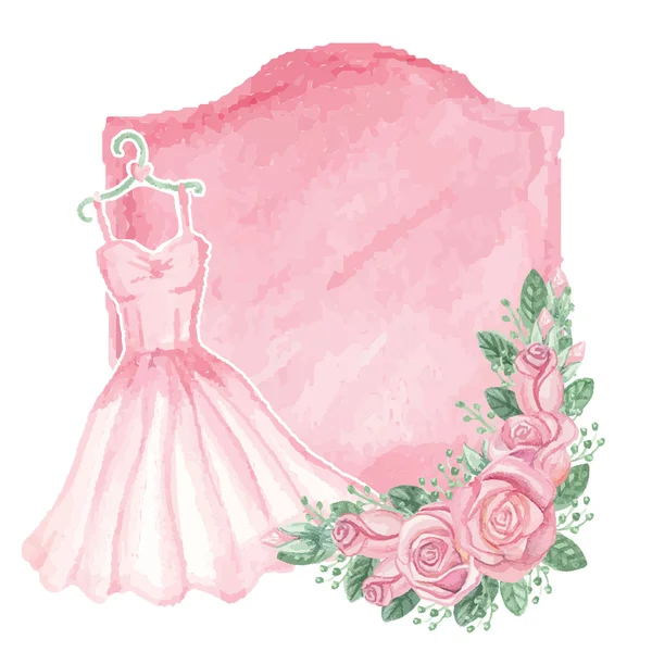 Watercolor pink dress badge. — Stock Photo, Image