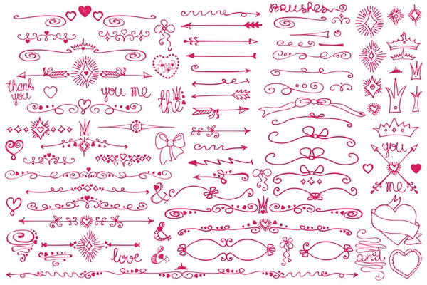 set.Doodle sınır, çerçeve, kurdeleler set.