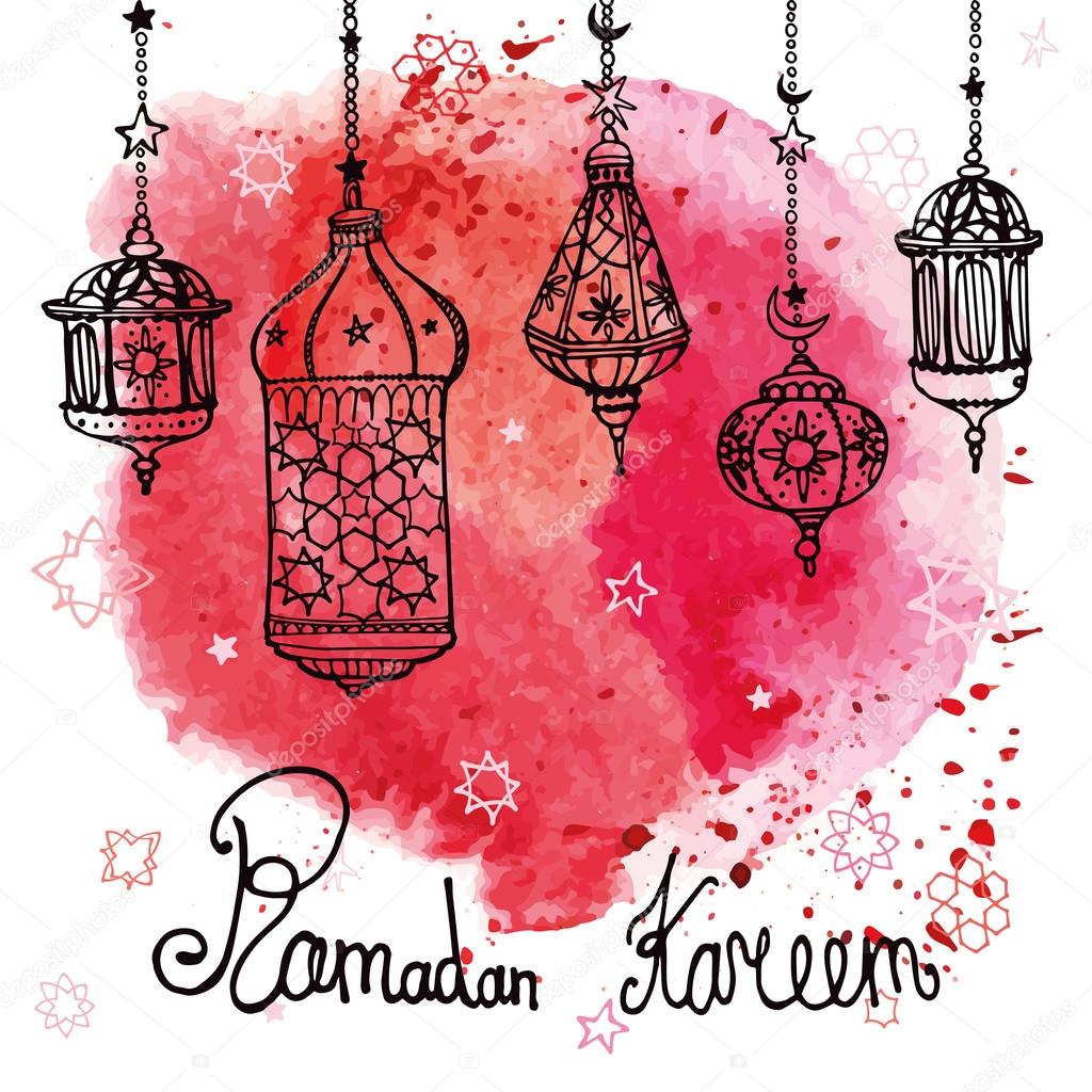 Lantern garland of Ramadan Kareem.