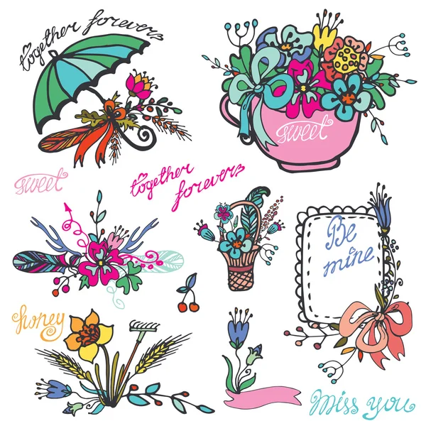 Doodle Jahrgang florale Gruppe — Stockfoto