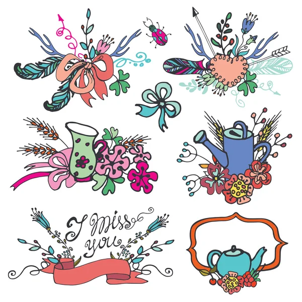 Doodle vintage floral group — Zdjęcie stockowe