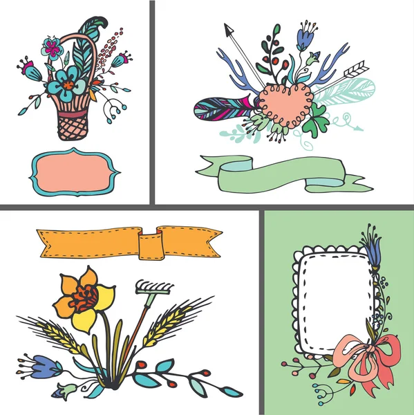 Holiday Doodle floral cards. — ストック写真