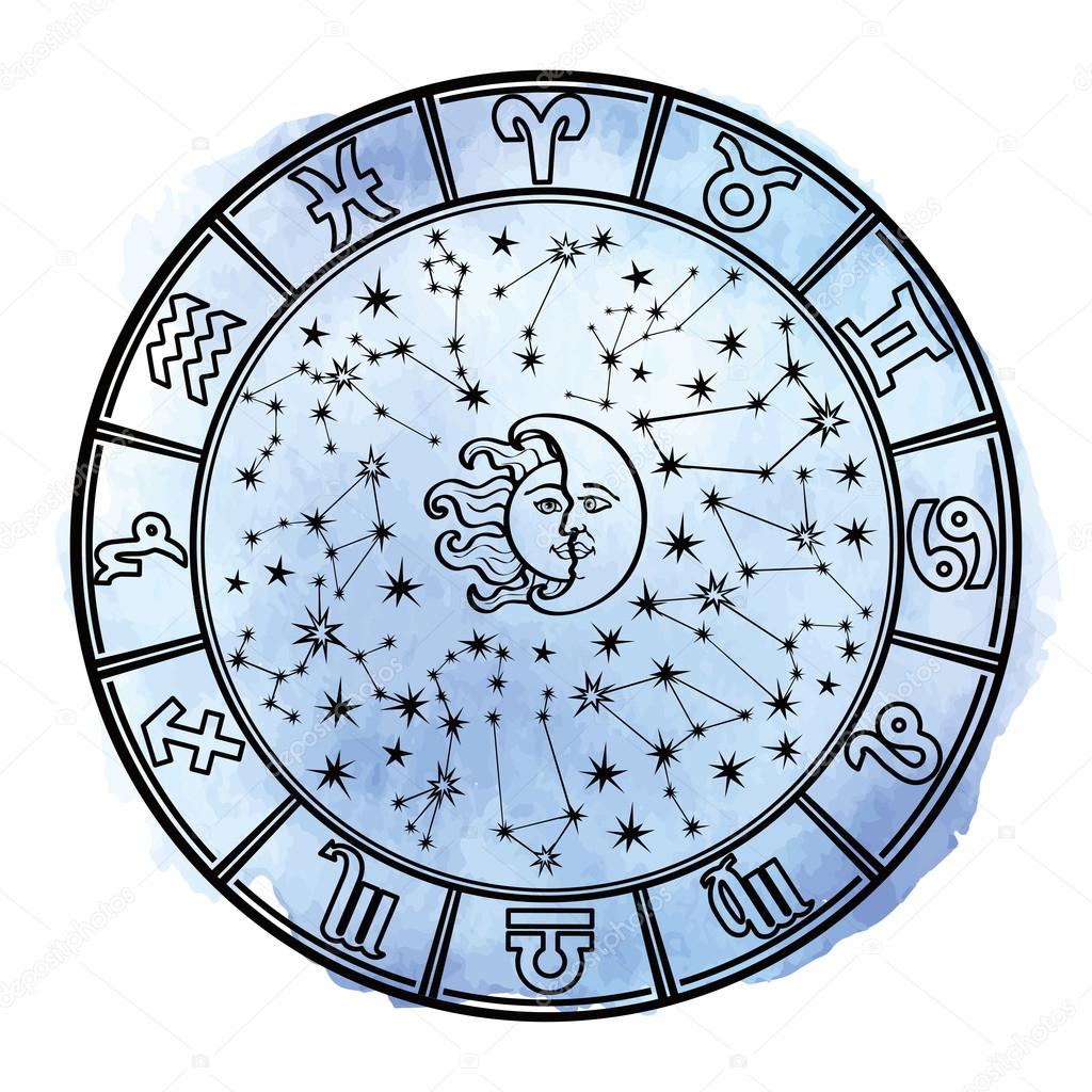 Zodiac sign in  Horoscope circle.