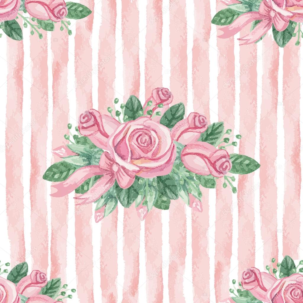 Watercolor pink roses pattern.