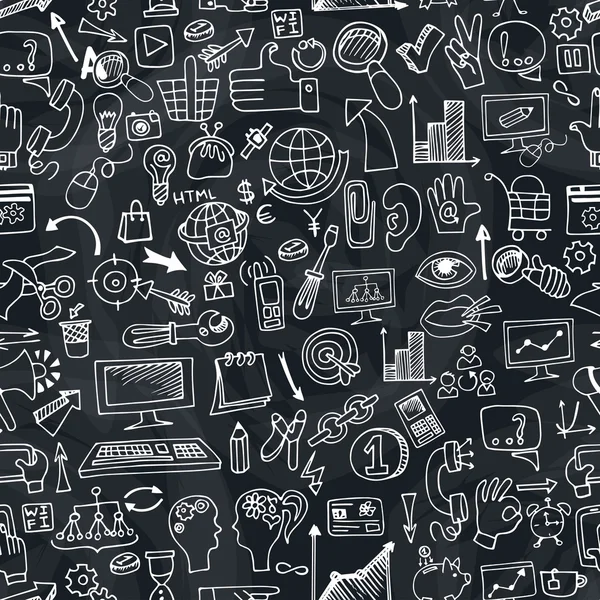 Doodle seo icons in seamless pattern