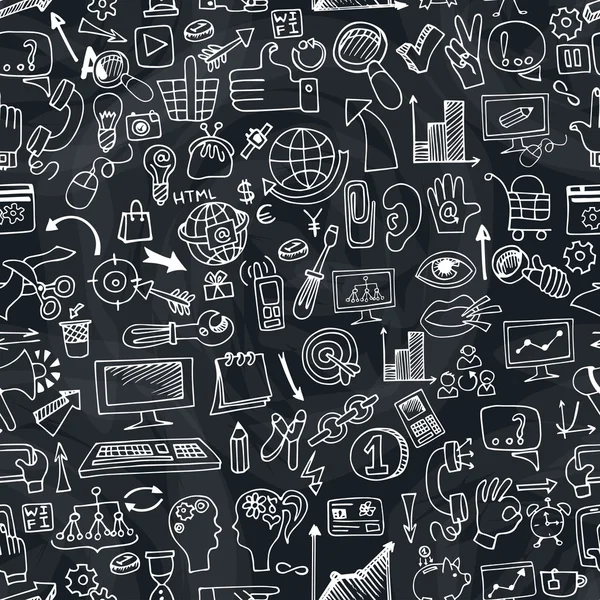 Doodle seo icons in seamless pattern — Stock Photo, Image