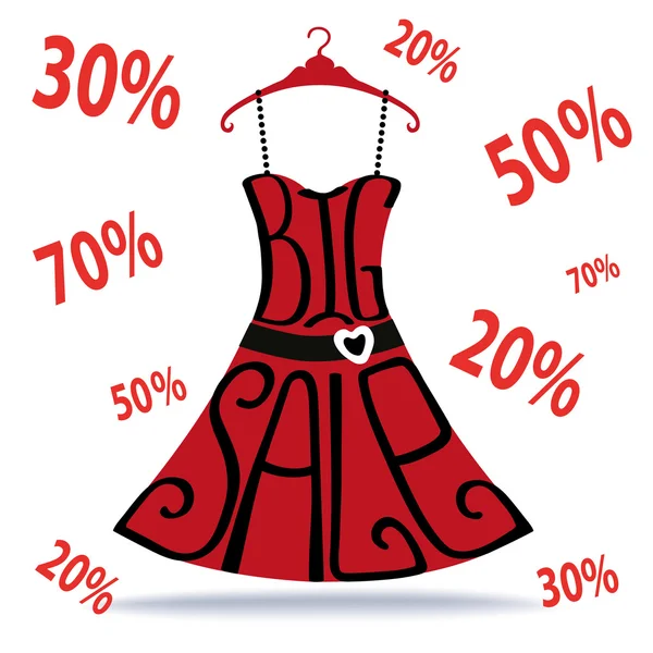Letras de venda grande em vestido vermelho — Fotografia de Stock