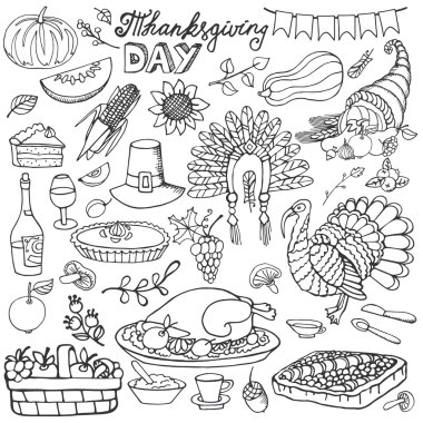 Thanksgiving day doodle icons.