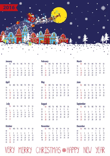 Calendar 2016.Santa coming to city. — Stock Photo, Image