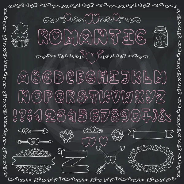 Romantisch alfabet. Hart lettertype — Stockfoto