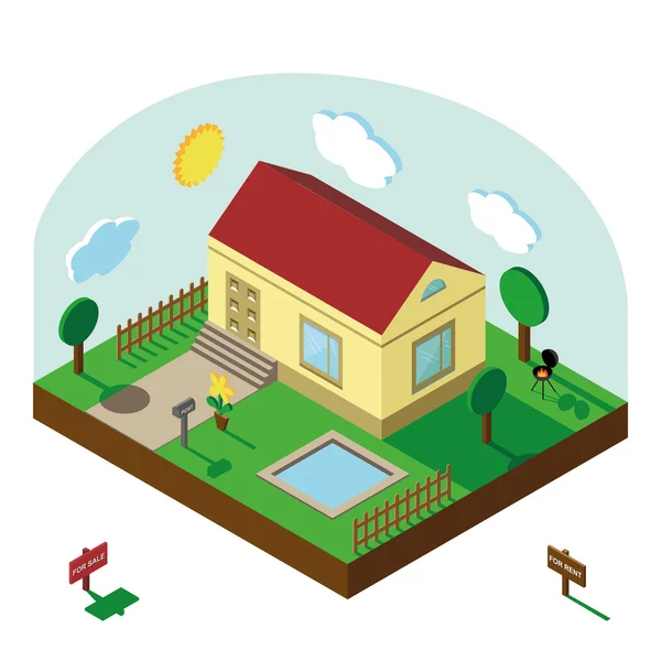 Isometric house, modern style — Stock Photo, Image