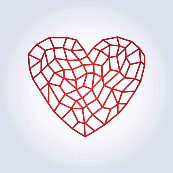 Poligonale cuore rosso lineare . — Foto Stock