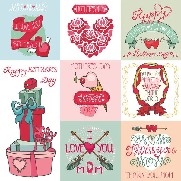 Mothers day cards set. — Stock Photo, Image