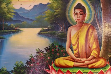 Phuket, Tayland - 23 Haziran: Geleneksel Tay duvar boyama 