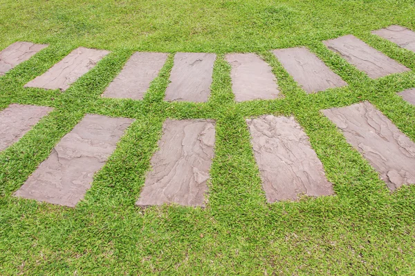 Steinweg windet sich im Garten — Stockfoto