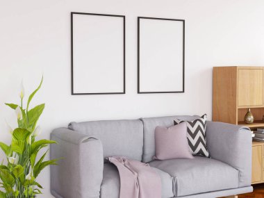 İç Salon Fotoğraf Çerçevesi Model. 3 Boyutlu Hazırlama, 3 Boyutlu Resim.