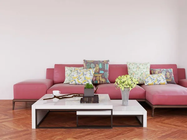 İç Salon Gerçekçi Duvar Modeli. 3 Boyutlu Hazırlama, 3 Boyutlu Resim.