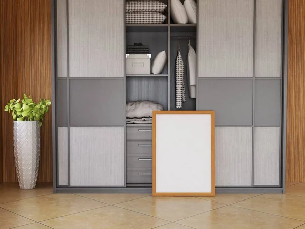 Zemindeki fotoğraf çerçevesi modeli. 3 Boyutlu Hazırlama, 3 Boyutlu Resim.