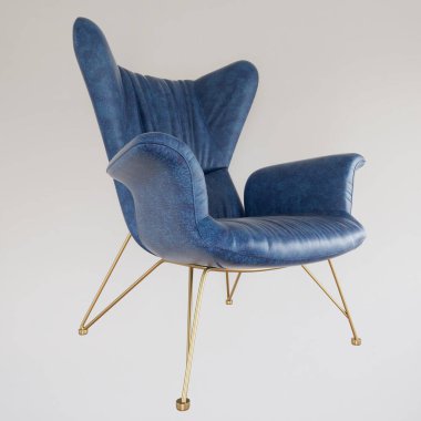 Beyaz arka planda modern tasarımcı koltuğu. 3 Boyutlu Hazırlama, 3 Boyutlu Resim.