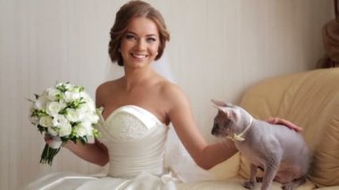 Gelin düğün gününde sevgili onu kedi ile. Favori benim kedi düğün gününde. Düğün gününde tek arkadaşım veda.