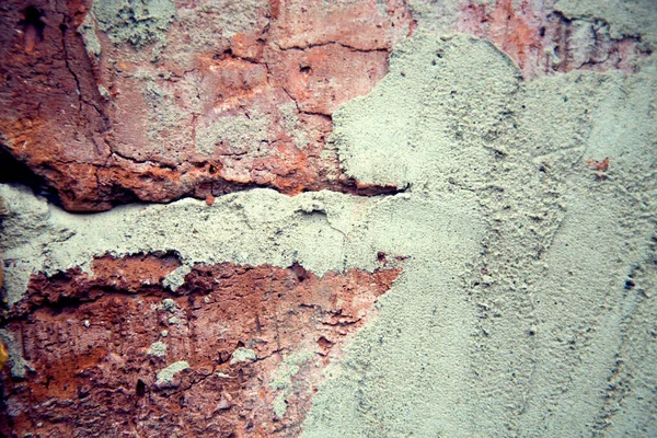 Alte Ziegelmauer Mit Zementmörtel — Stockfoto
