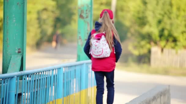 儿童是相机的天性。女孩带着相机旅行. — 图库视频影像