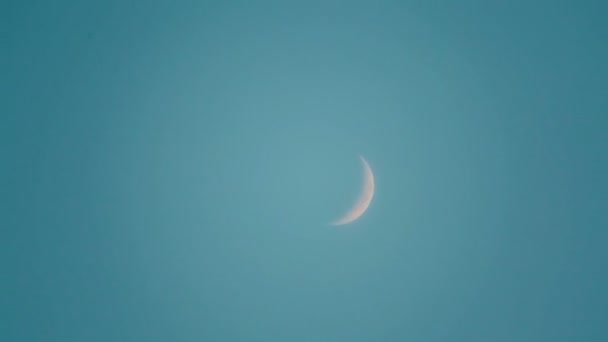 Unvollständiger Mondaufgang modal. Der zunehmende Mond wandert durch den Himmel. Zeitraffer Halbmond und Wolken, die vor dem Supermond schnell fließen. — Stockvideo