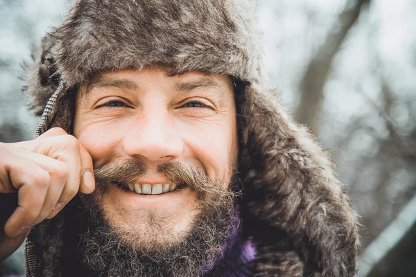 Portrait of a young handsome man with a beard. A person close up of a bearded man. Face full face bearded. — Stock Photo, Image