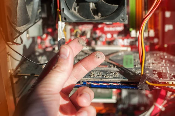 Old Computer System Unit Cooler Dust Dust Computer Processor Cooler — Stock Photo, Image