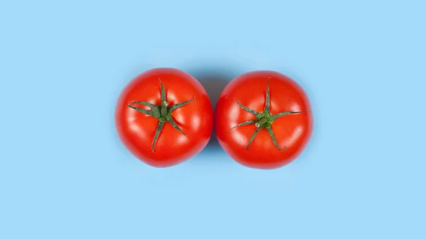 Świeże Pomidory Pomidor Izolowany Niebieskim Tle — Zdjęcie stockowe