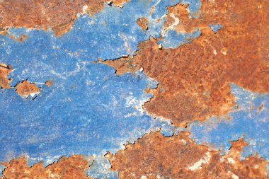 Demir yüzey paslanması. Paslı metal levha, arka plan için eski grunge metal dokusu, soyut arkaplan için endüstriyel doku