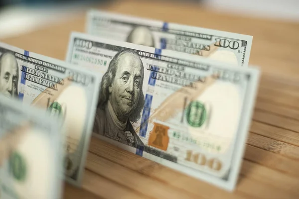100 Dollar Schein Und Porträt Benjamin Franklins Auf Banknote Hundert — Stockfoto