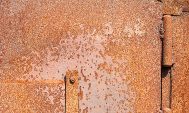 Eski metal dokusu. Demir yüzey paslanması. Arkaplan için eski grunge rustik metal dokusu kullanımı