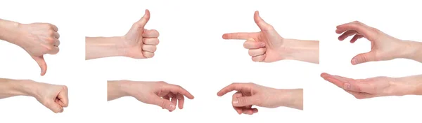 Male Hand Gestures Isolated White Background Set Multiple Images Images — Stock Photo, Image