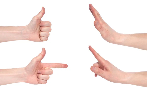 Männliche Handgesten Isoliert Über Dem Weißen Hintergrund Mehrere Bilder Bilder — Stockfoto