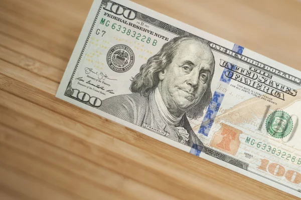 100 Dollar Schein Und Porträt Benjamin Franklins Auf Banknote Hundert — Stockfoto