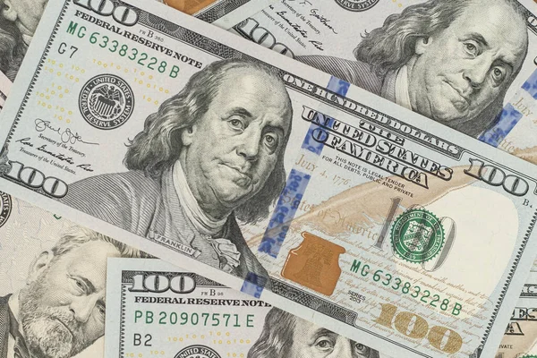 Billete 100 Dólares Retrato Benjamin Franklin Billetes Estados Unidos Billetes — Foto de Stock